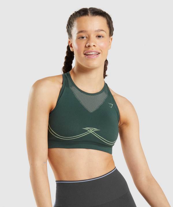 Damske Športové Podprsenky Gymshark Apex Seamless Obsidian Zelene Hnede / Zelene | FE5804291